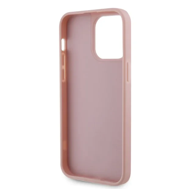 Husa Guess Rhinestones Triangle Metal Logo pentru iPhone 14 Pro Pink