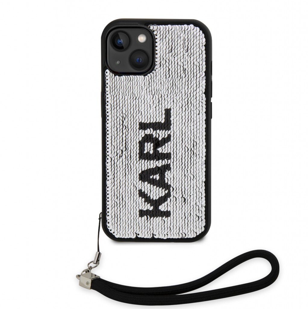 Husa spate reversibila cu paiete Karl Lagerfeld pentru iPhone 13 negru/argintiu thumb