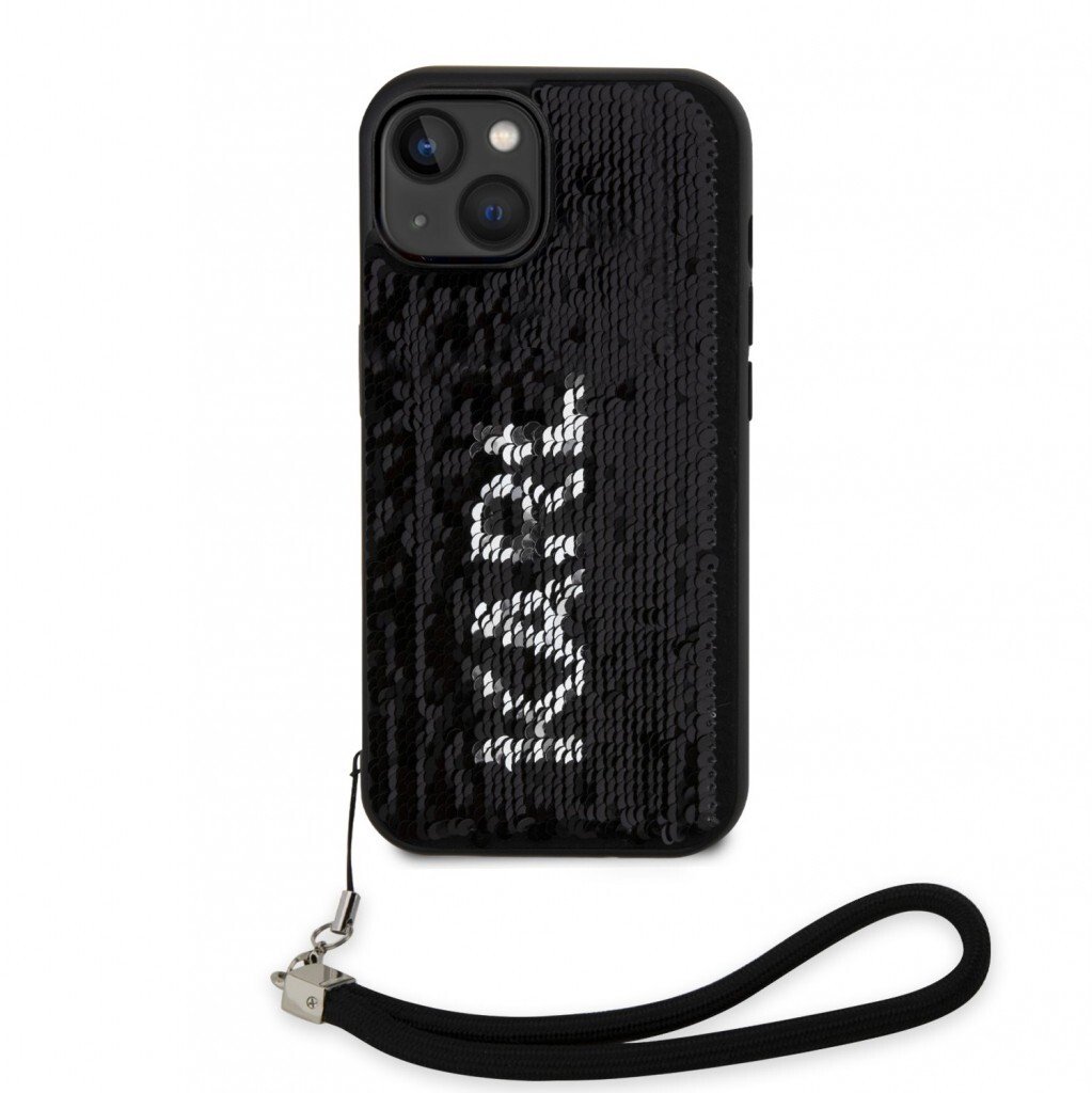 Husa spate reversibila cu paiete Karl Lagerfeld pentru iPhone 13 negru/argintiu thumb