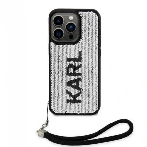 Husa spate reversibila cu paiete Karl Lagerfeld pentru iPhone 13 Pro Max negru/argintiu