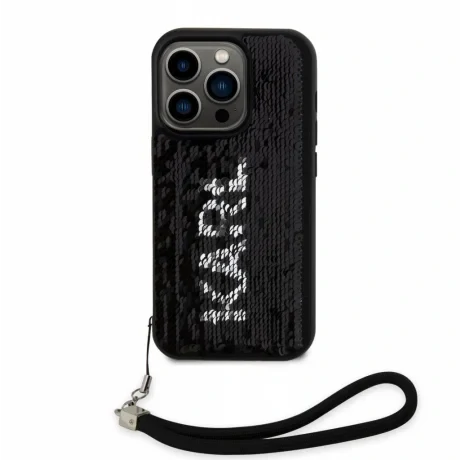 Husa spate reversibila cu paiete Karl Lagerfeld pentru iPhone 13 Pro Max negru/argintiu
