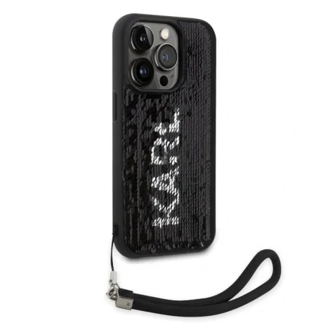 Husa spate reversibila cu paiete Karl Lagerfeld pentru iPhone 13 Pro negru/argintiu