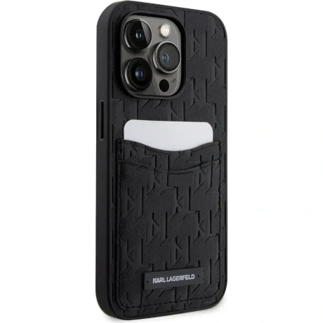 Husa Karl Lagerfeld Saffiano Monogram Card Slot Case pentru iPhoneiPhone 13 Pro Max Negru