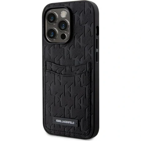 Husa Karl Lagerfeld Saffiano Monogram Card Slot Case pentru iPhoneiPhone 13 Pro Max Negru