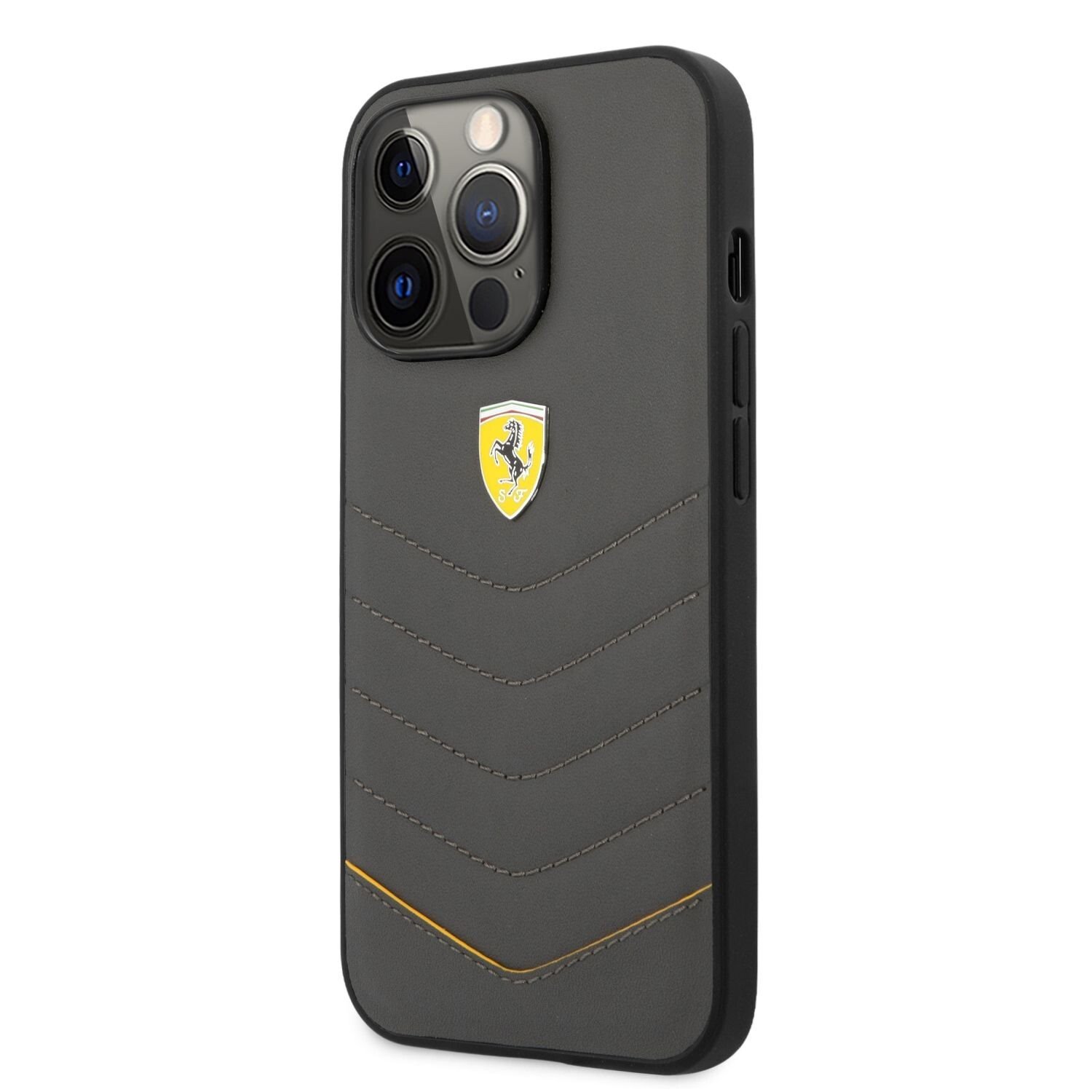 Husa Cover Ferrari Leather Quilted pentru iPhone 13 Pro Dark Grey thumb