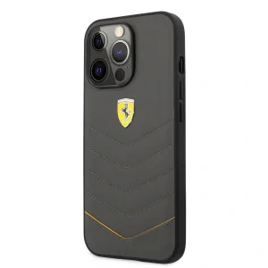 Husa Cover Ferrari Leather Quilted pentru iPhone 13 Pro Dark Grey