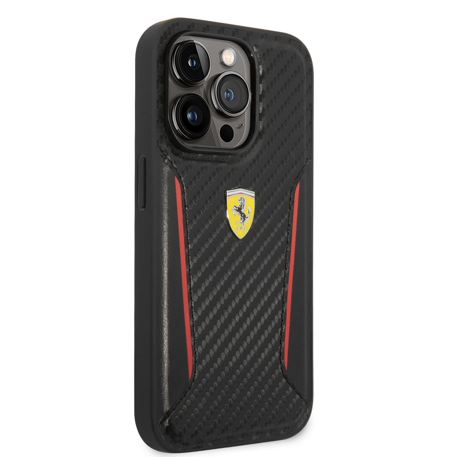 Husa Cover Ferrari Hard Carbon PU pentru iPhone 14 Pro Black thumb