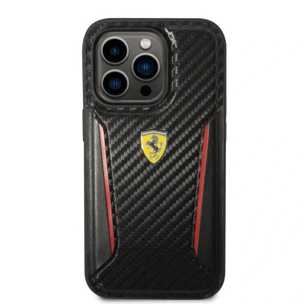 Husa Cover Ferrari Hard Carbon PU pentru iPhone 14 Pro Max FEHCP14XNPYK Black