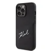 Husa Karl Lagerfeld Saffiano Card Slot Metal Signature Case pentru iPhone 13 Pro Negru