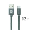 CABLU DE DATE SWISSTEN TEXTIL USB / MICRO USB 0,2 M GRI