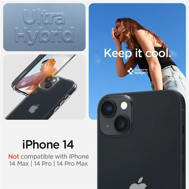 Husa spate Spigen Ultra Hybrid pentru iPhone 14 Transparent
