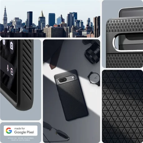 Husa silicon Spigen Liquid Air pentru Google Pixel 7a, Negru
