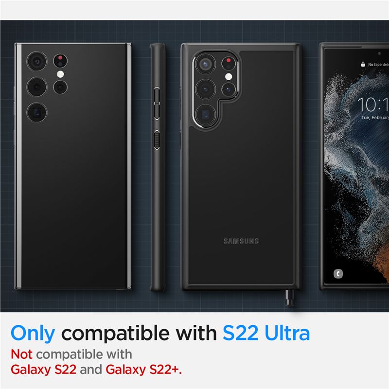 Husa Spigen Ultra Hybrid pentru Samsung Galaxy S22 Ultra, Negru mat thumb