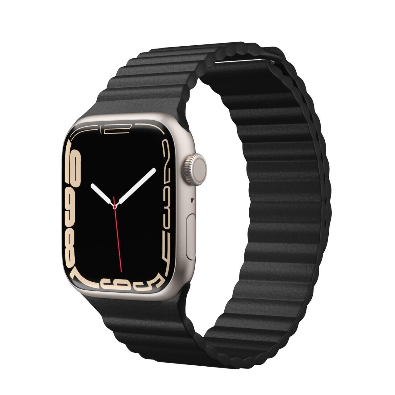 Curea Ceas Piele Next One pentru Apple Watch 42/44/45 mm AW-4244-LTHR-BLK Negru thumb