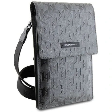 Geanta Karl Lagerfeld Saffiano Monogram Argintiu