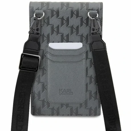 Geanta Karl Lagerfeld Saffiano Monogram Argintiu