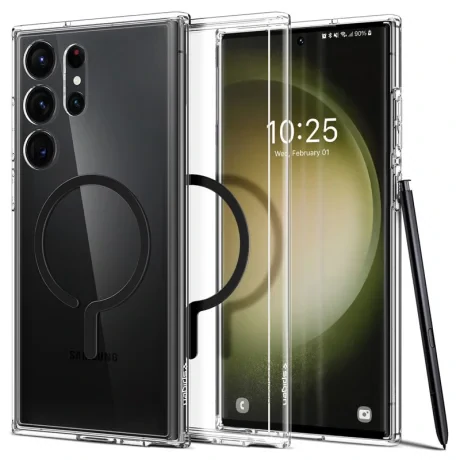 Husa Inel Spigen Ultra Hybrid OneTap MagSafe pentru Samsung Galaxy S23 Ultra, negru Mat