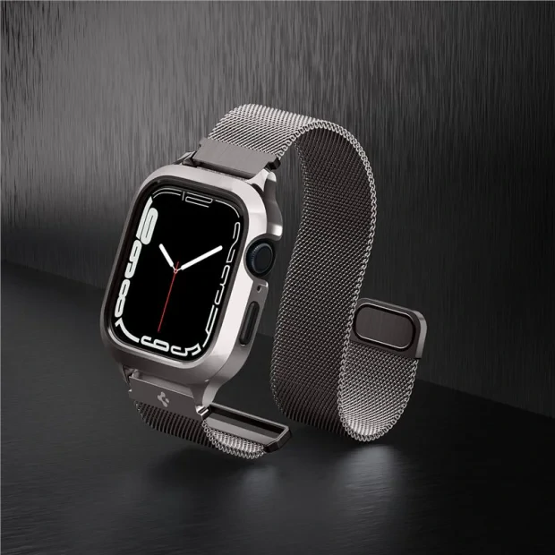 Curea Spigen Metal Fit Pro, grafit - Apple Watch 8/7 45mm