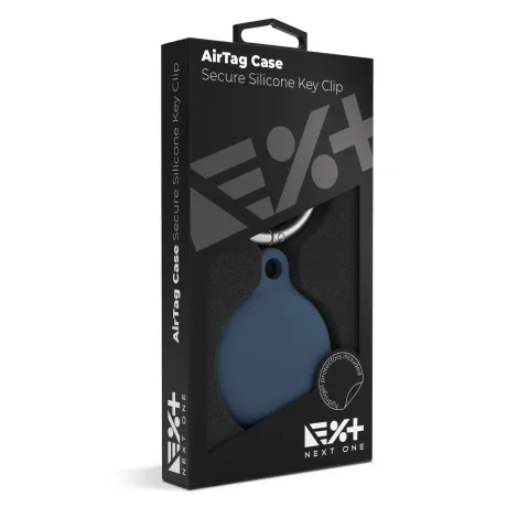 Next One Airtag Secure Silicone Key Clip Albastru