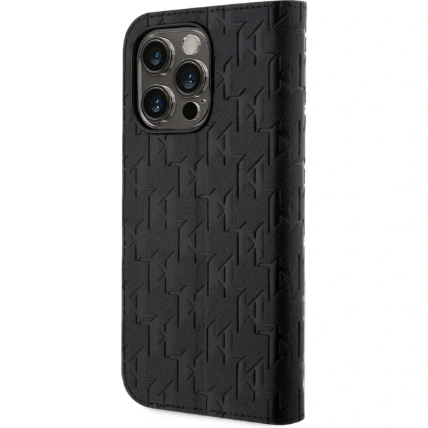 Husa Karl Lagerfeld PU Saffiano Monogram Book pentru iPhone 13 Pro Negru