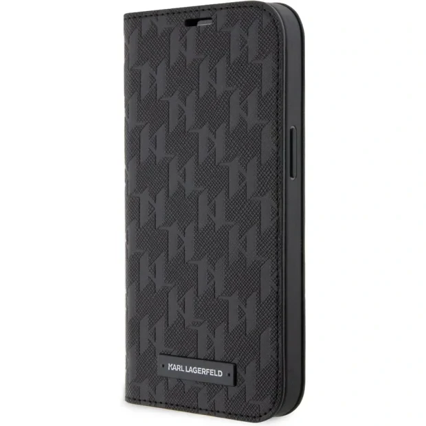 Husa Karl Lagerfeld PU Saffiano Monogram Book pentru iPhone 13 Pro Negru