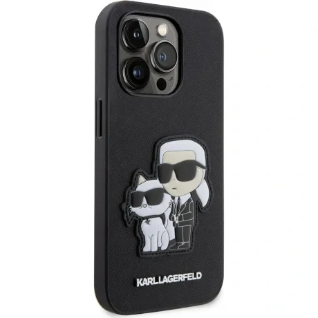 Husa Karl Lagerfeld PU Saffiano Karl si Choupette NFT pentru iPhone 13 Pro Negru