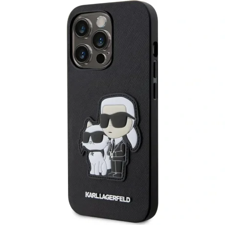 Husa Karl Lagerfeld PU Saffiano Karl si Choupette NFT pentru iPhone 13 Pro Negru