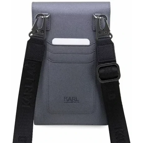 Geanta Karl Lagerfeld Saffiano Metal Logo NFT Argintiu