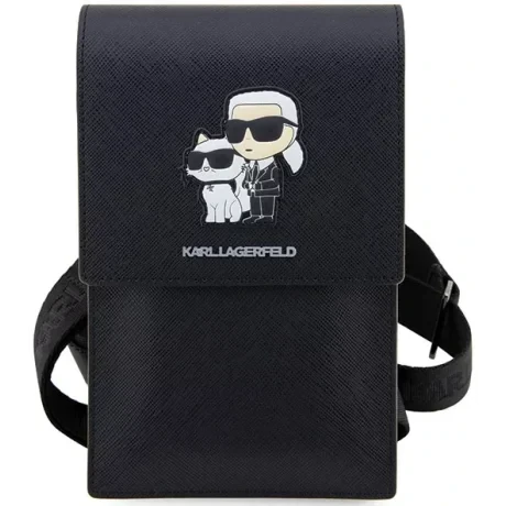 Geanta Karl Lagerfeld Saffiano Metal Logo NFT Negru