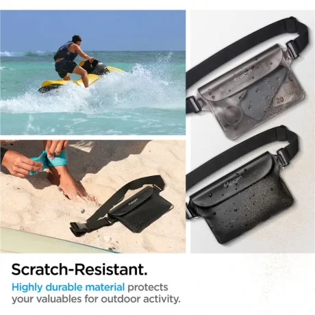 Geanta impermeabila Spigen Aqua Shield WaterProof A620 2 Pack, Negru + Negru transparent
