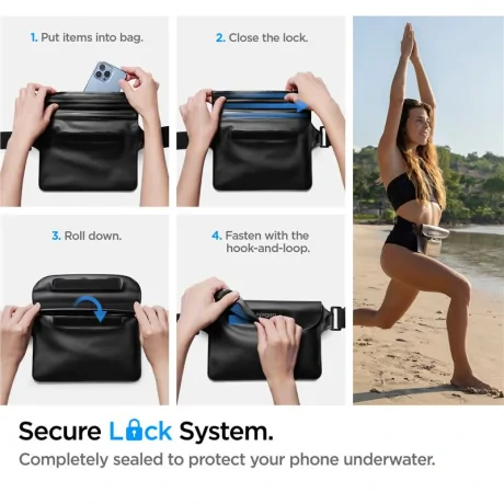 Geanta impermeabila Spigen Aqua Shield WaterProof A620 2 Pack, Negru + Negru transparent