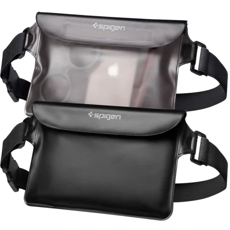 Geanta impermeabila Spigen Aqua Shield WaterProof A620 2 Pack, Negru + Negru transparent