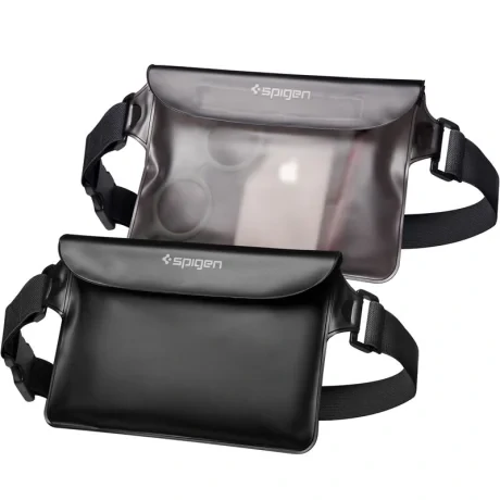 Geanta impermeabila Spigen Aqua Shield WaterProof A620 2 Pack, Negru + Negru transparent