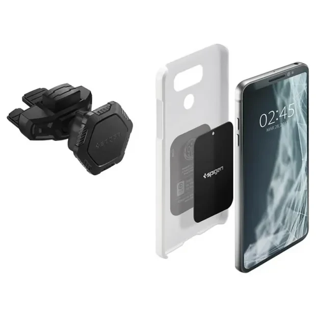 Spigen Suport Auto QS24, Negru (CD Slot/Magnetic/Compatibilitate universala )