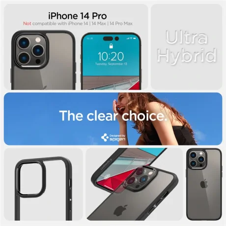 Husa Spigen Ultra Hybrid, negru mat  - iPhone 14 Pro