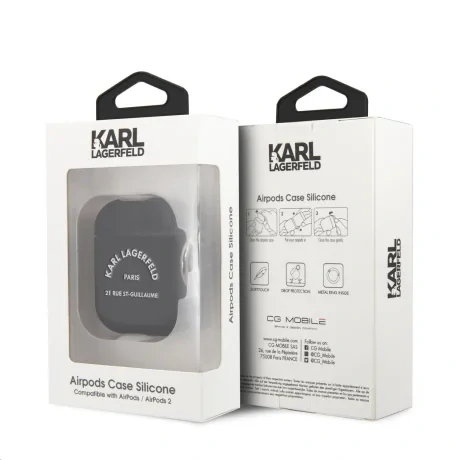 Husa Karl Lagerfeld Rue St Guillaume silicon pentru Airpods 1/2 Black