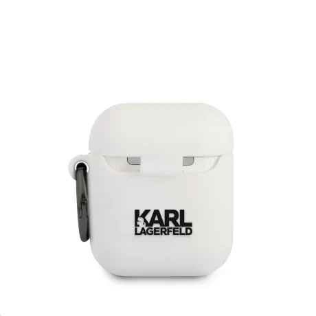 Husa Karl Lagerfeld Rue St Guillaume silicon pentru Airpods 1/2 White