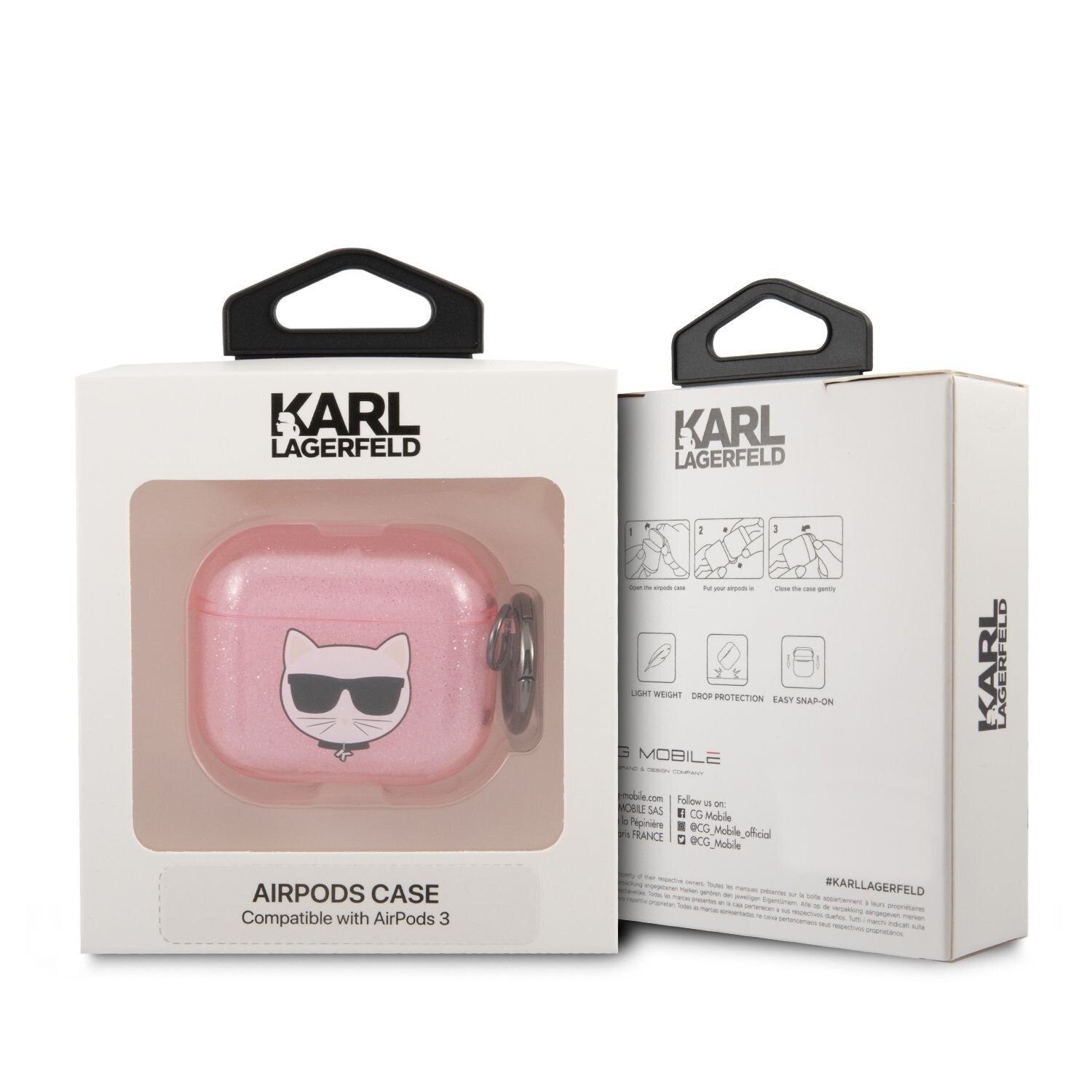Husa Karl Lagerfeld TPU Glitter Choupette Head pentru Airpods 3 Pink thumb