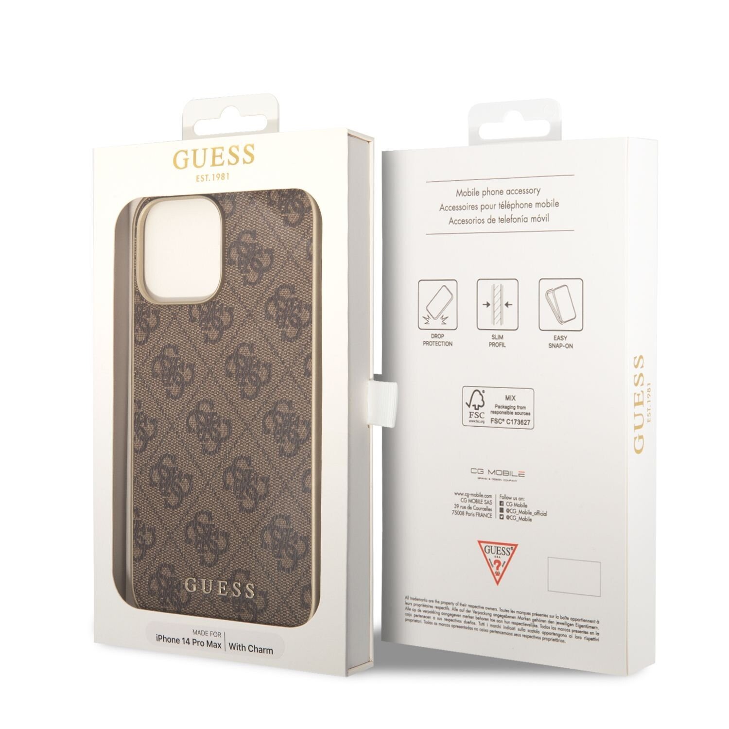 Husa Guess 4G Charms pentru iPhone 14 Pro Max Brown thumb