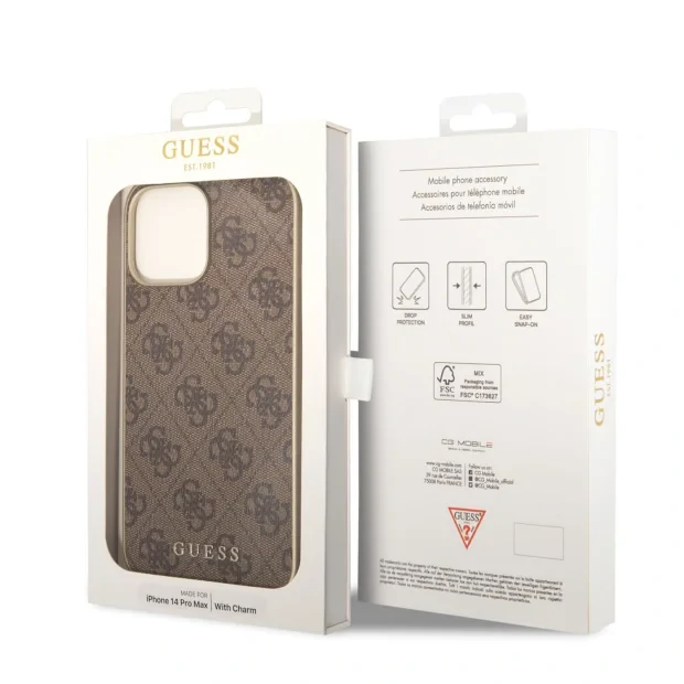 Husa Guess 4G Charms pentru iPhone 14 Pro Max Brown