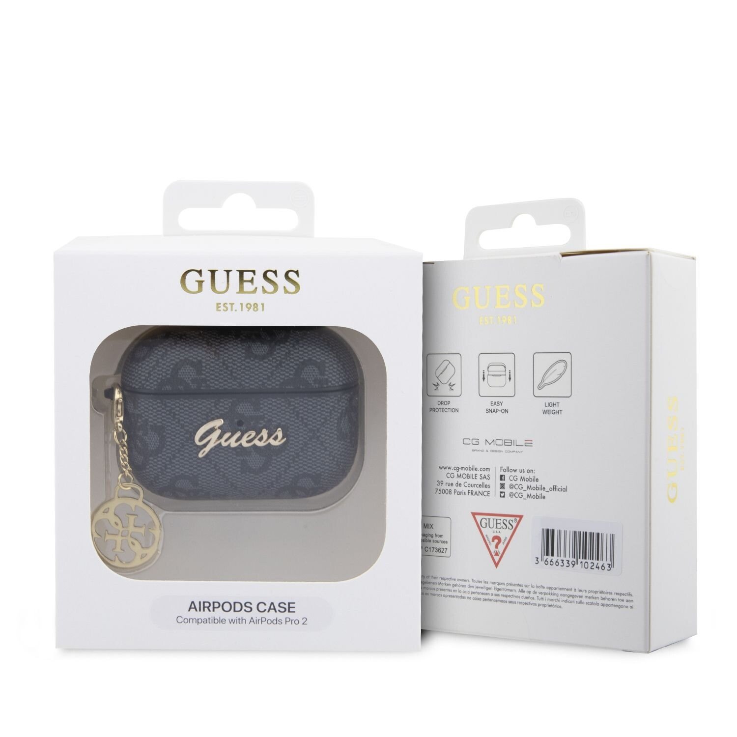 Husa Guess 4G Script Heart PC/PU  pentru Airpods Pro 2 Negru thumb