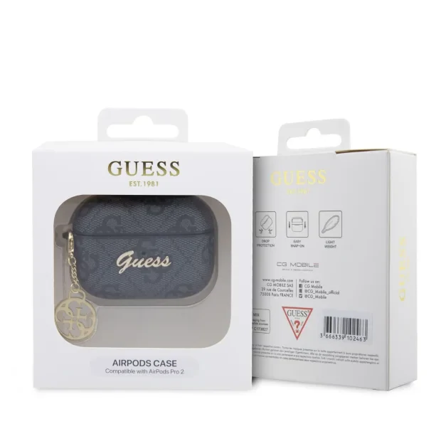 Husa Guess 4G Script Heart PC/PU  pentru Airpods Pro 2 Negru