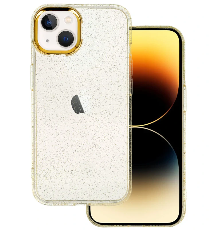 Husa Cover Lens Fashion Golden Frame pentru iPhone 13 Auriu thumb