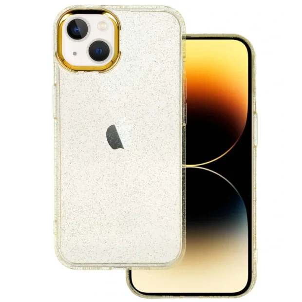 Husa Cover Lens Fashion Golden Frame pentru iPhone 13 Auriu