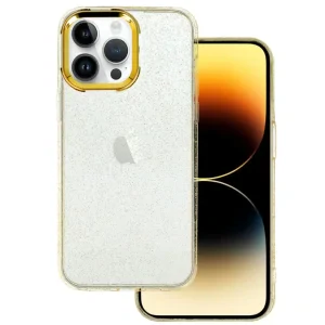 Husa Cover Lens Fashion Golden Frame pentru iPhone 13 Pro Auriu