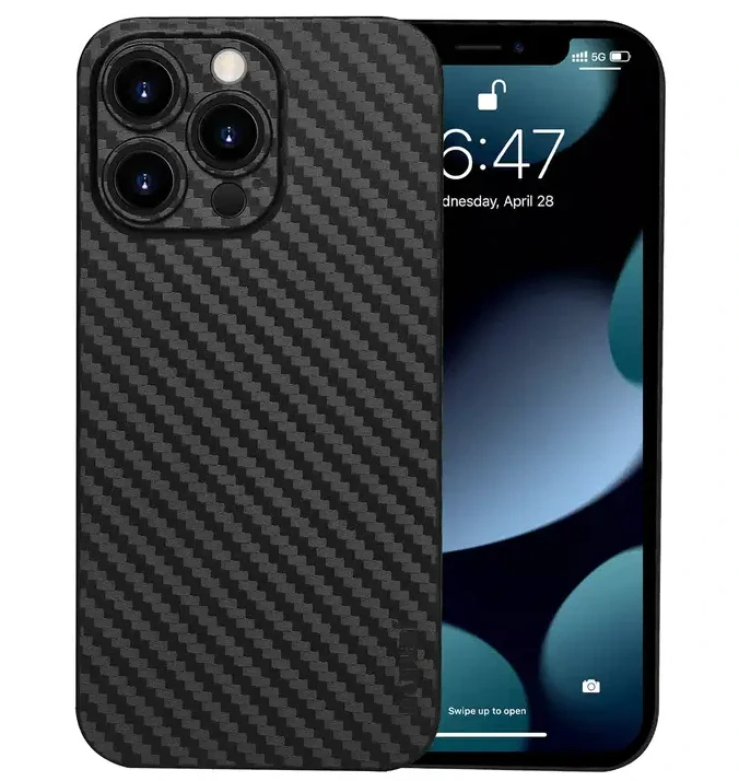 Husa Cover Hard Carbon Fiber pentru iPhone 13 Pro Max Negru thumb