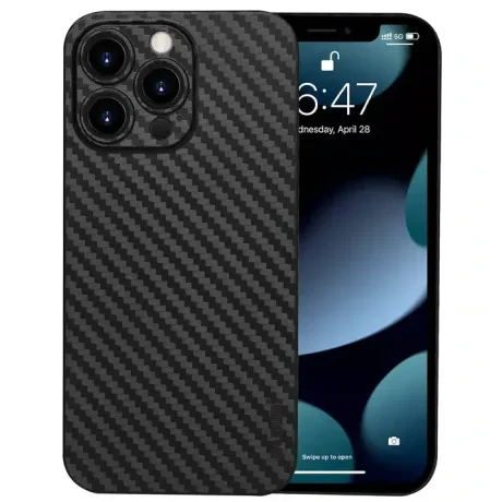 Husa Cover Hard Carbon Fiber pentru iPhone 13 Pro Max Negru