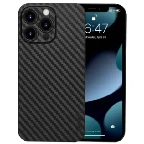Husa Cover Hard Carbon Fiber pentru iPhone 13 Pro Negru