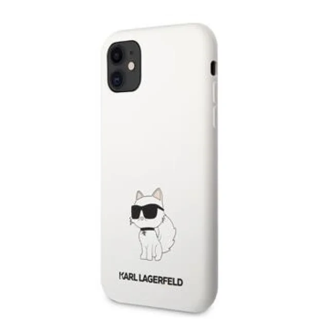 Husa Karl Lagerfeld Liquid Silicone Choupette NFT pentru iPhone 11 White