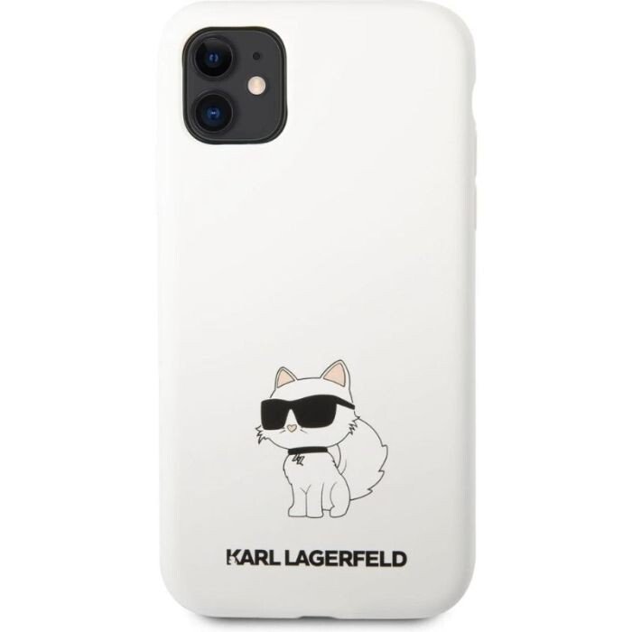 Husa Karl Lagerfeld Liquid Silicone Choupette NFT pentru iPhone 11 White thumb